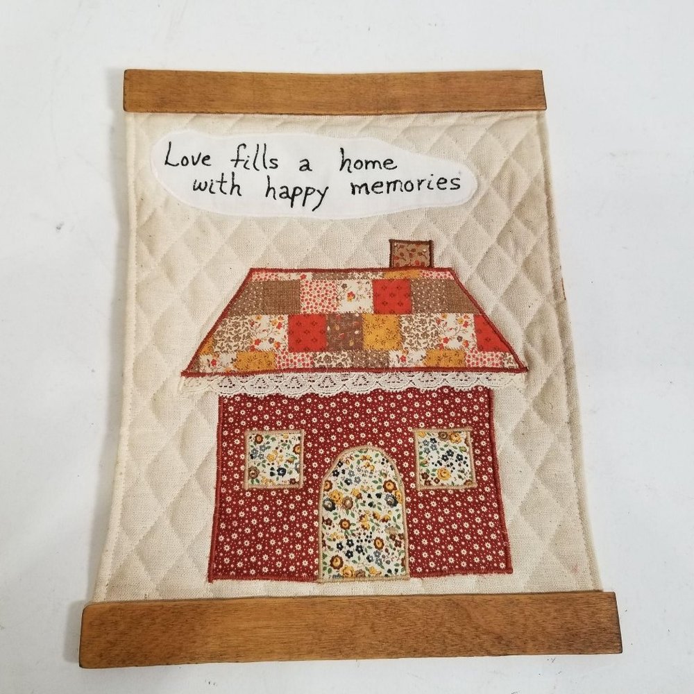Vintage Quilt Love Happy Home Hanging Decor 10x10